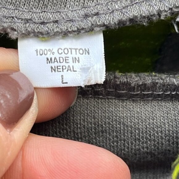 Boho Hippie Retro Trippy Green Embroidered Women's Sweatshirt Cowl Neck Lrg NWOT - Picture 14 of 15